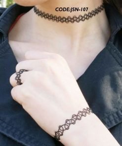 TATTOO Stretch Tattoo Choker Necklace Bracelet Ring SET