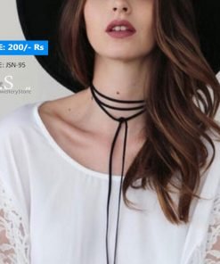 Black Circular Tube Long Black Choker Collar Necklace
