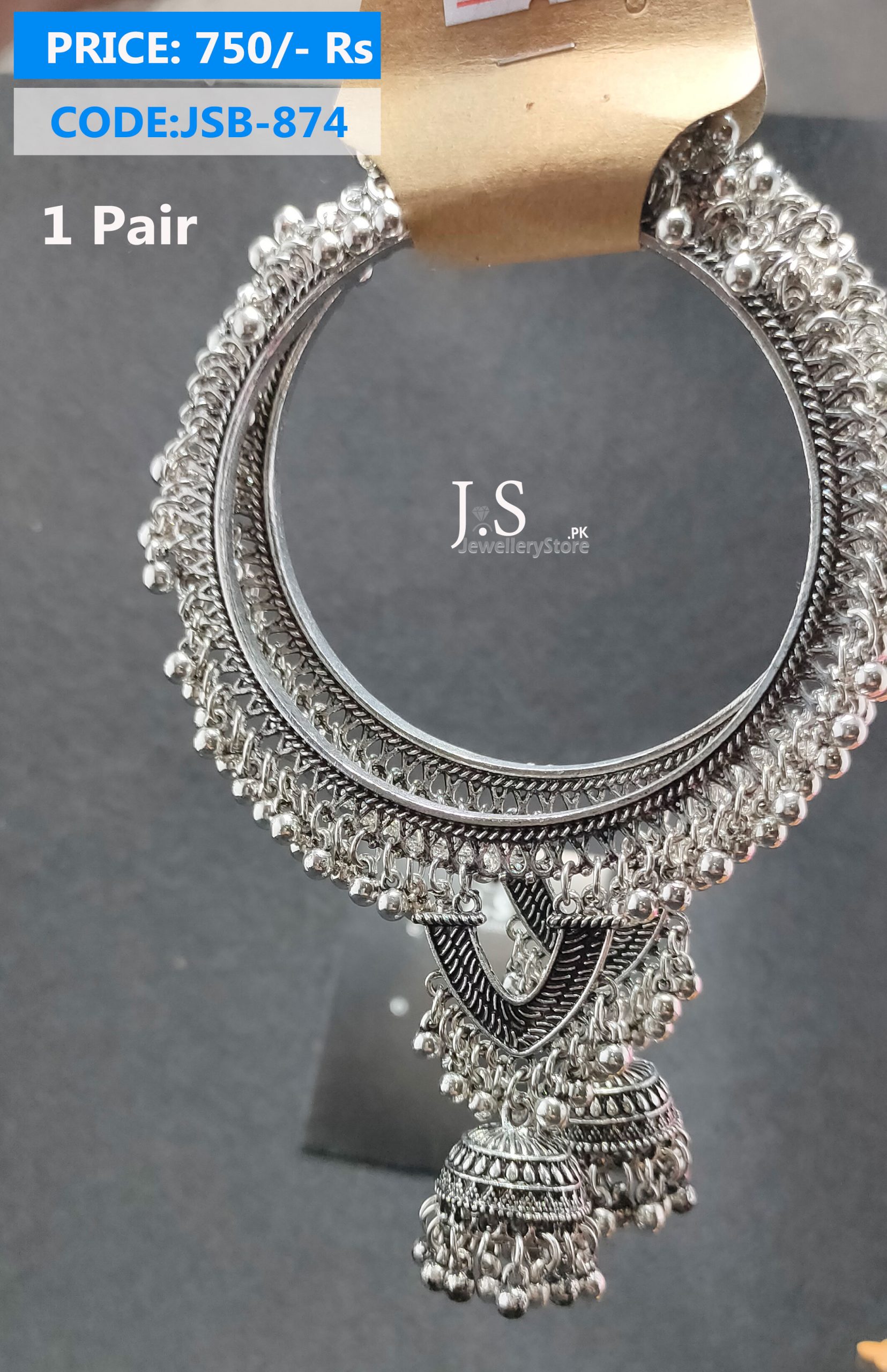 Afghani Oxidized Silver Bangle J.S Jewellery Store PK