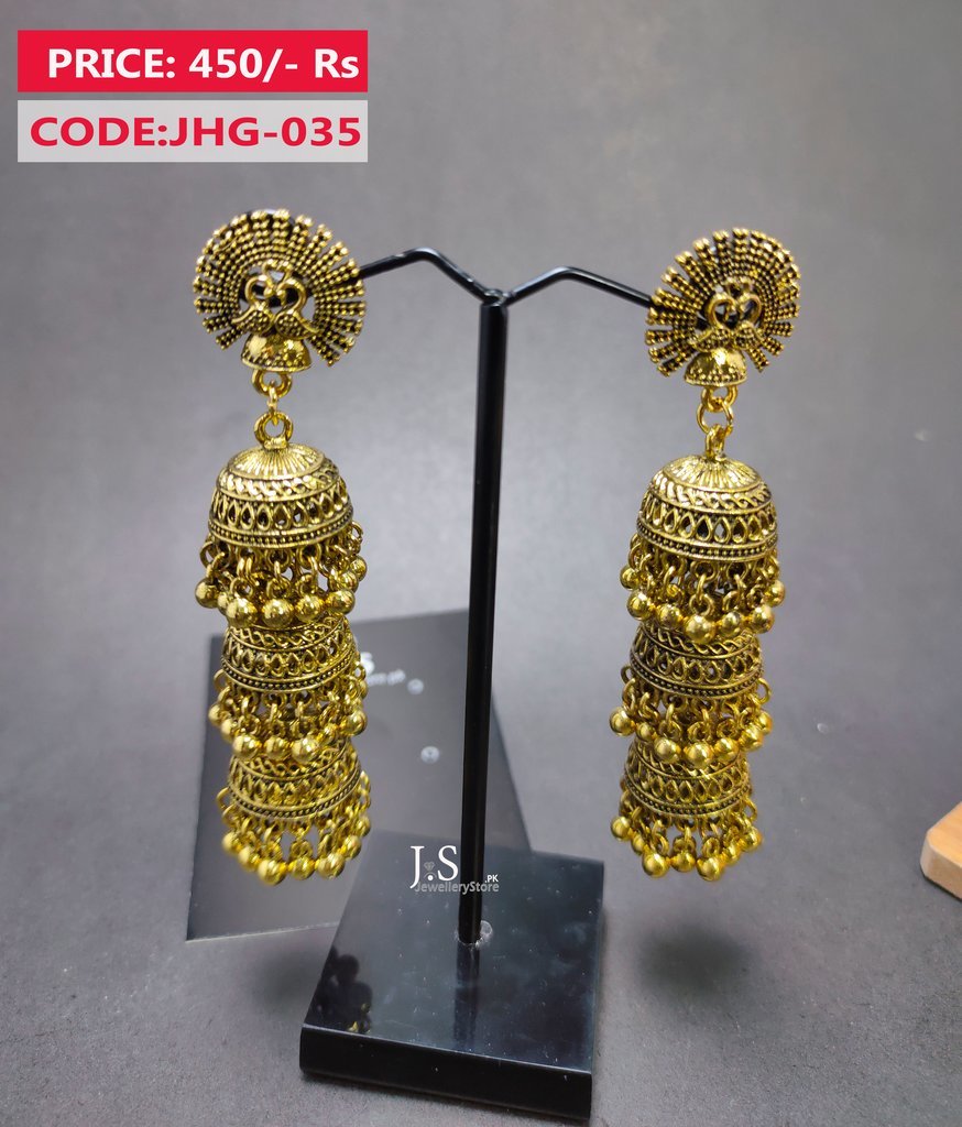 gold jhumka 3 layer