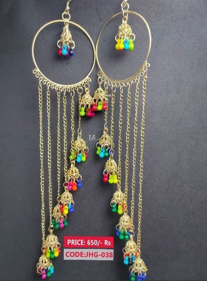 Multi Chain Jhumka With Bali Earrings 