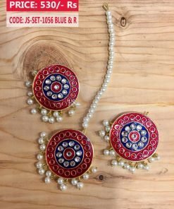 Traditional Bridal Kundan Earrings with Maang Teeka Set