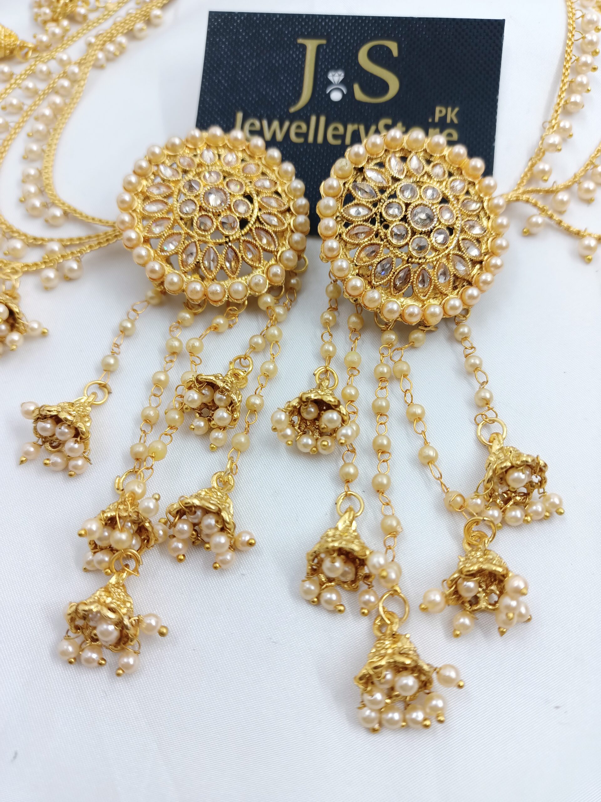 Gold Plated Bahubali Long Chain Jhumki Earrings - PFH1251