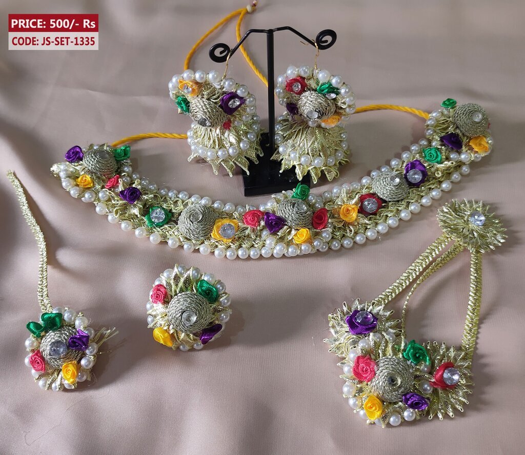 Buy BengCraft Flower Designer Jewellery Set for Women and Girls Haldi  Mehandi Bridal Haladi Mehendi Look Sangeet Function Jewellery set  [Yellow+Yellow Bala Jewellery Set] at Amazon.in