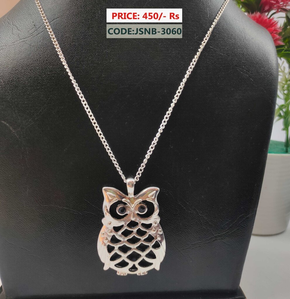 Branded Owl Pendant Silver Necklace 