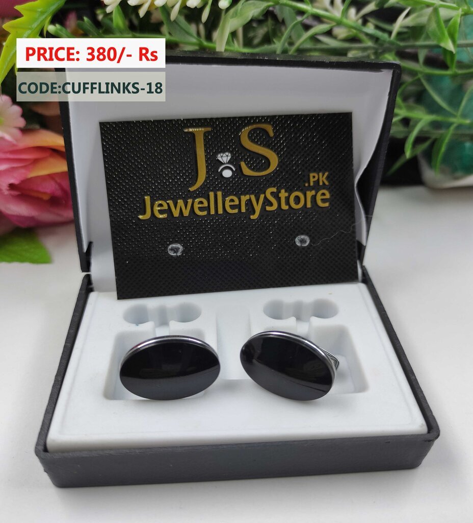 Branded Oval Shape In Black Cufflink For Men Price in Pakistan J.S