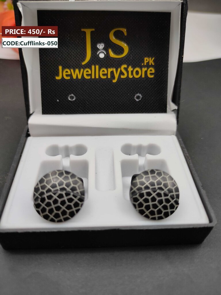 Branded Silver Black Design Cufflinks Price in Pakistan J.S Jewellery