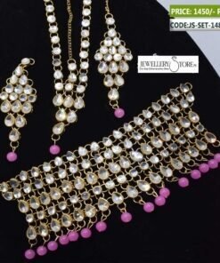 Bridal Wear Kundan Heavy Choker Set With Earrings And Matha Patti