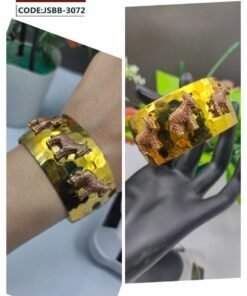 Branded Cuff Golden Bracelet With Horse Pattern