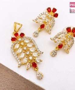 Fancy 1 Karat Jewellery Set In Leaf Shape