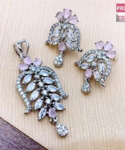 Silver 1 Karat Jewellery Set In Leaf Shape