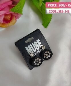 Brand MUSE Crystal Black Round Stud Earrings