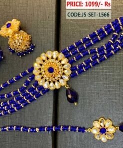 Fancy Work Choker Necklace and Jhumay With Teeka Set