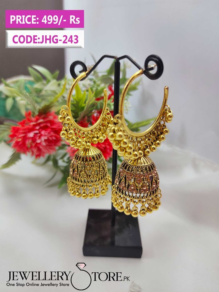 Unique Golden Indian Bali Jhumka - J.S Jewellery Store PK