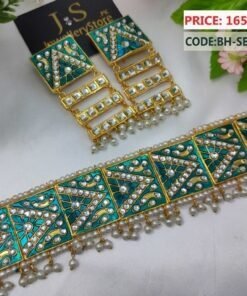 Different Colors Meenakari Choker Set With Earrings