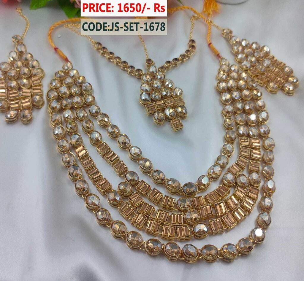 Bridal Shesha Kundan Multi Layers Indian Jewellery Mala Set