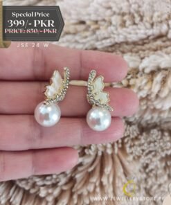 Silver White Pearl Stud Earrings