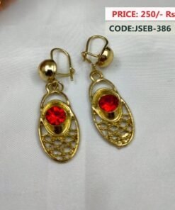 Branded Dangle Red Stone Earrings