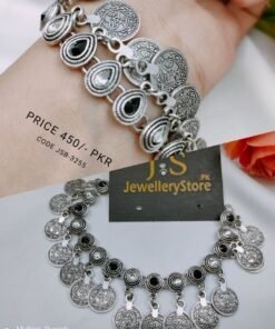 Antique Oval Shape Stone Bracelet With Coins