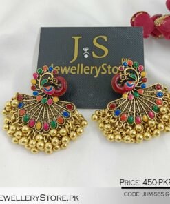 Indian Peacock Chandbali Earrings