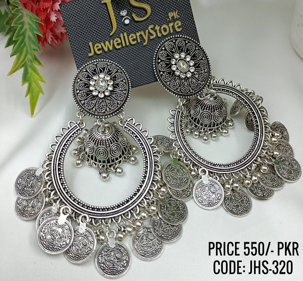 Fashion Golden And Silver Indian Chand Bali Jhumka J.S
