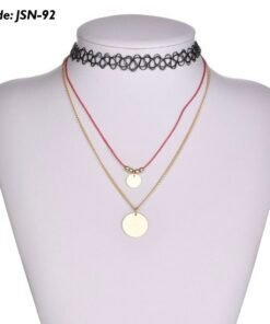 3 Layers Choker Necklace With Long Pendant Necklace