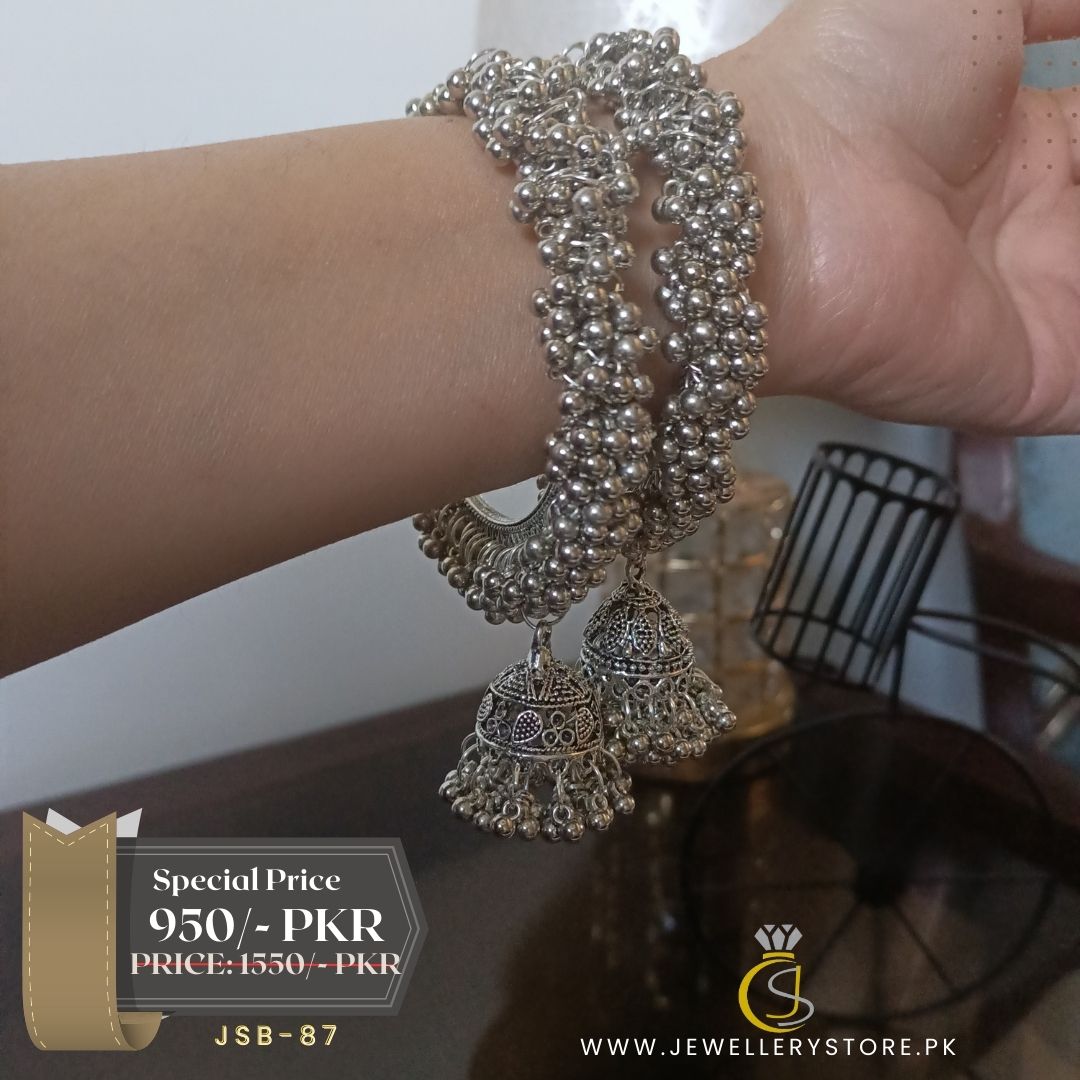 Silver bangles with jhumka deals