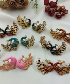 Painted Meenakari Peacock Earrings