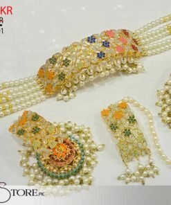 Fancy Bridal Real Zircon Half Choker Jewellery Set