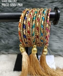 Indian Bangles in Gold Design with Taseel