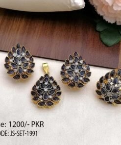 Gold Plated Pendant Set In Real Stones