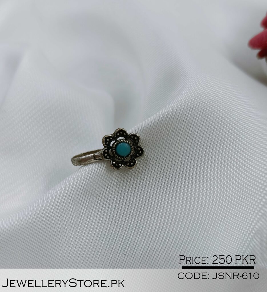 Indian Oxidized Nose Ring in Blue Stone J.S Jewellery Store PK
