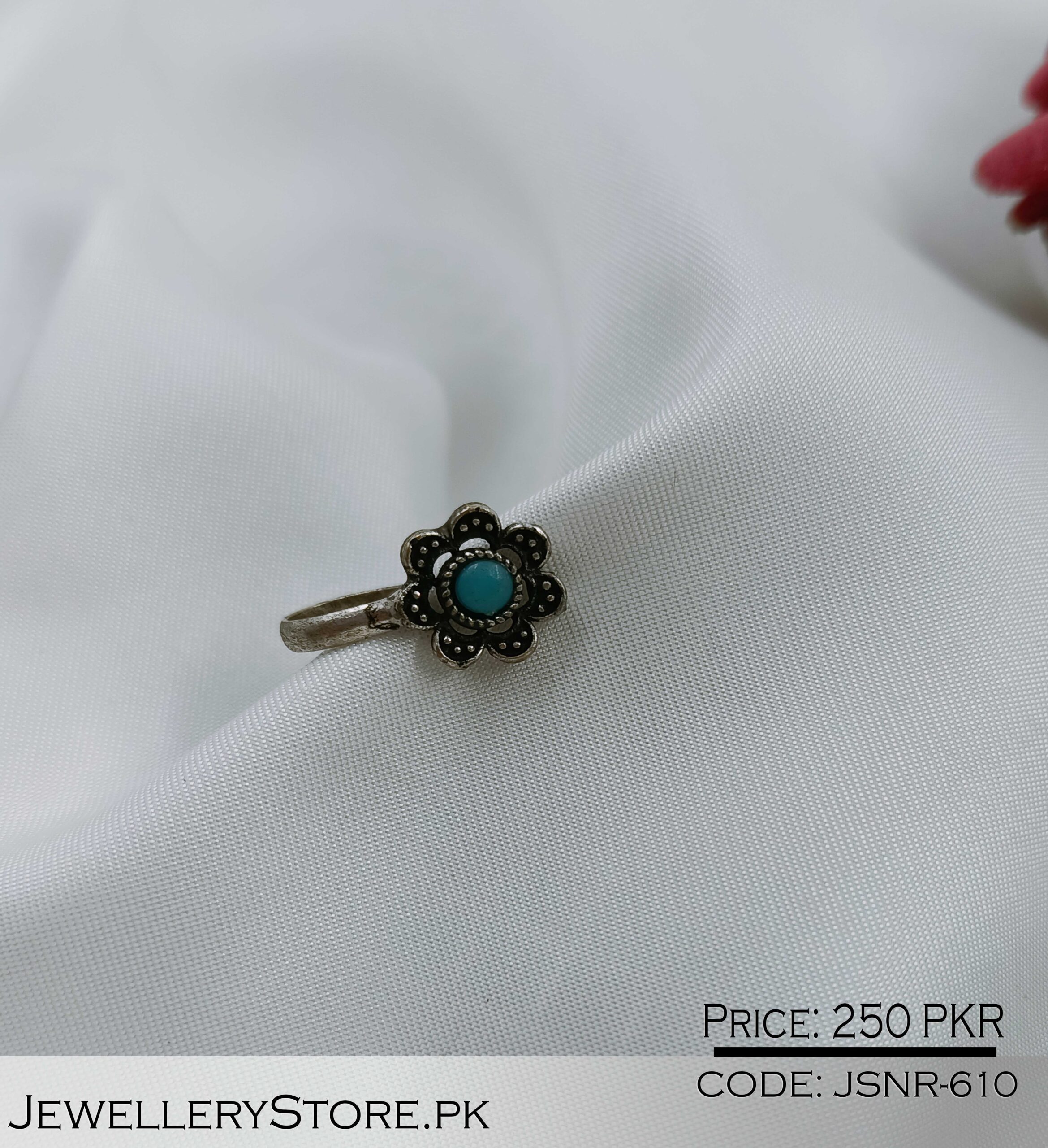 9ct Gold & Coloured Light Blue Opal Stone Nose Ring | Jewellerybox.co.uk