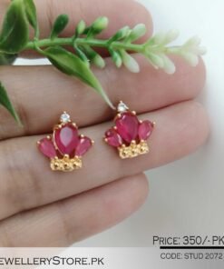 Gemstone Crown Stud Earrings
