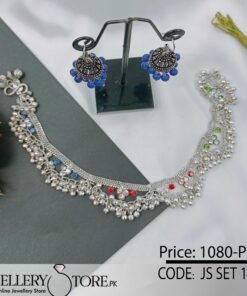 Unique Oxidized Choker Necklace With Jhumka