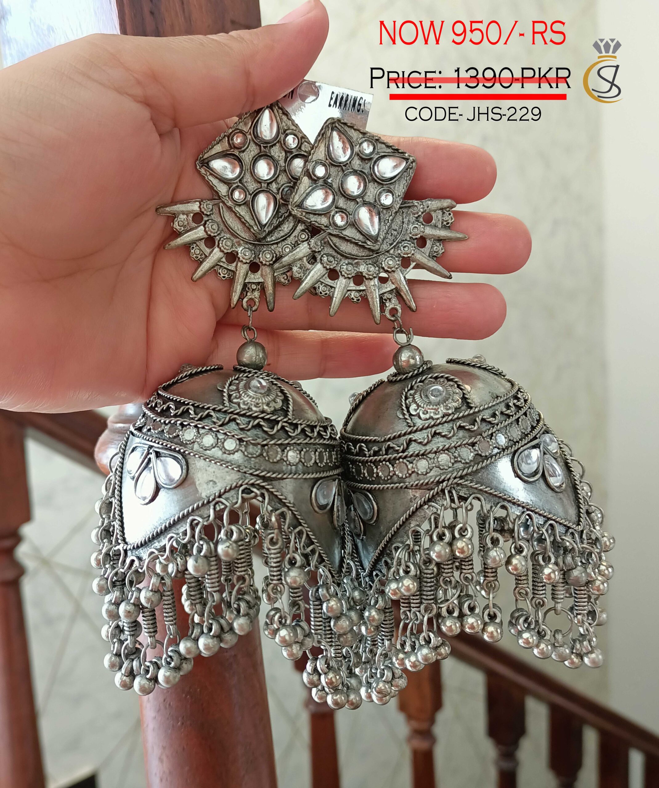 Jiya Tribal Jhumkas/German Silver Jhumka/Oxidized Jhumka Ethnic Earrin –  AryaFashions