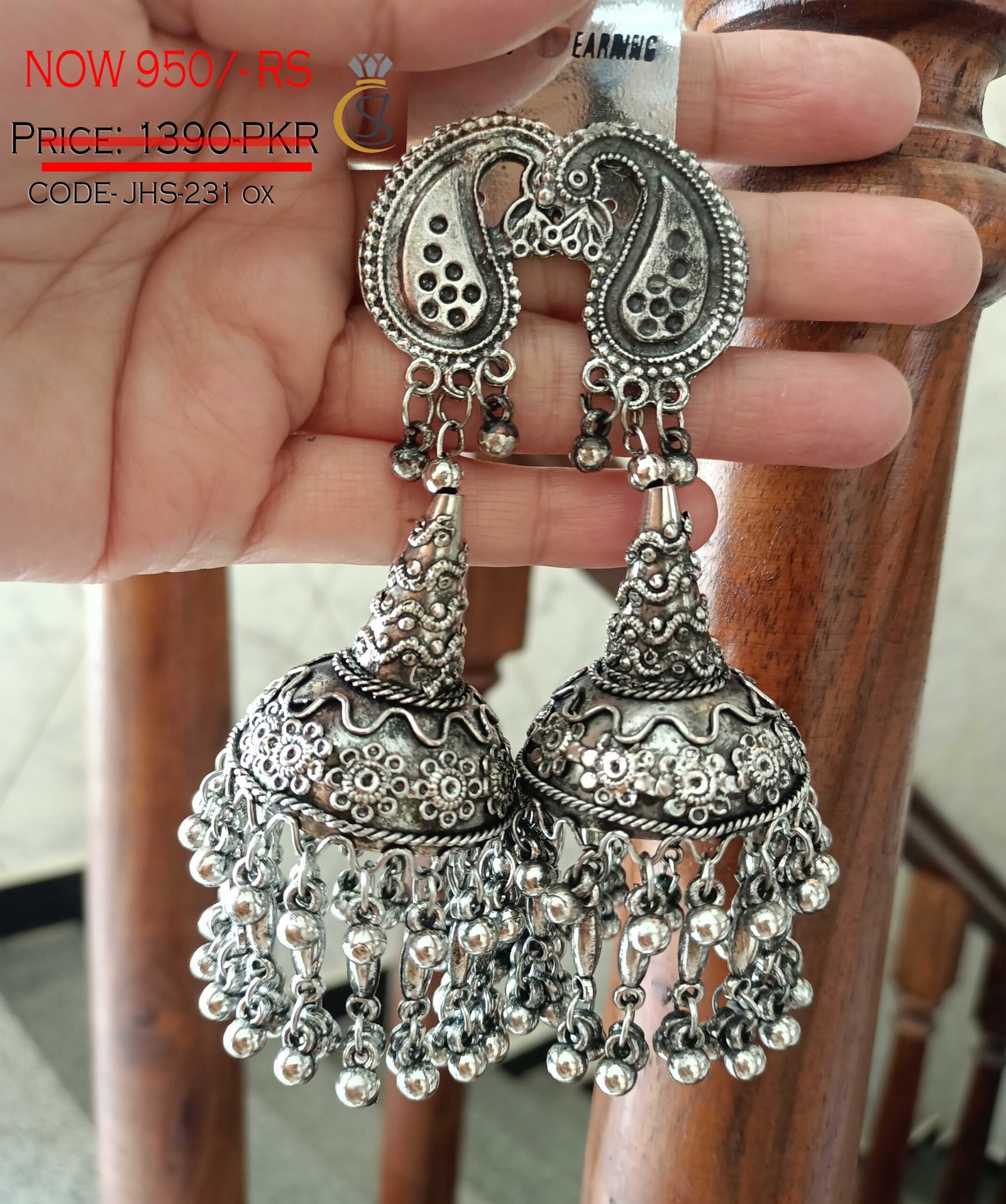 Pure Silver Jodh Jhumka
