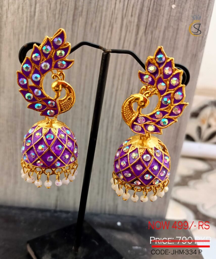 Multicolor - Saanjh Bela Peacock Oxidised Jhumka Earrings
