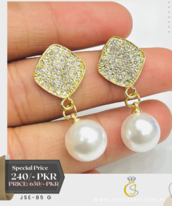 Branded Pearl Stud Earrings
