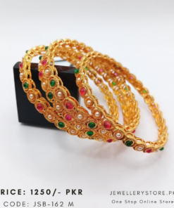Fancy Red And Green Stone Karay Bangles