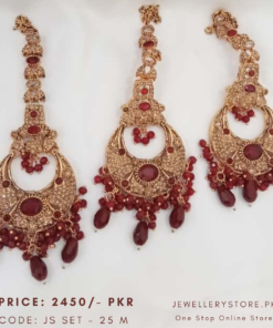 Unique Design Fancy Earrings With Tikka Jewellery Set