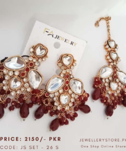 Fashion Kundan Chand Bali Design Tikka With Earrings