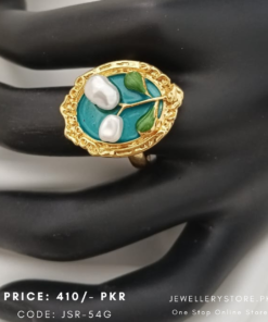 Unique Hand-Painted Enamel Ring with Freshwater Pearl