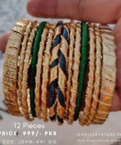 Bridal Party Wear Golden Hand Made Bangles Set