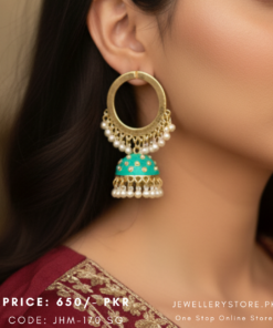 Painted Bali Jhumkas With Pearl