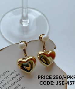 Branded Heart Shaped Two Sided Stud Earrings