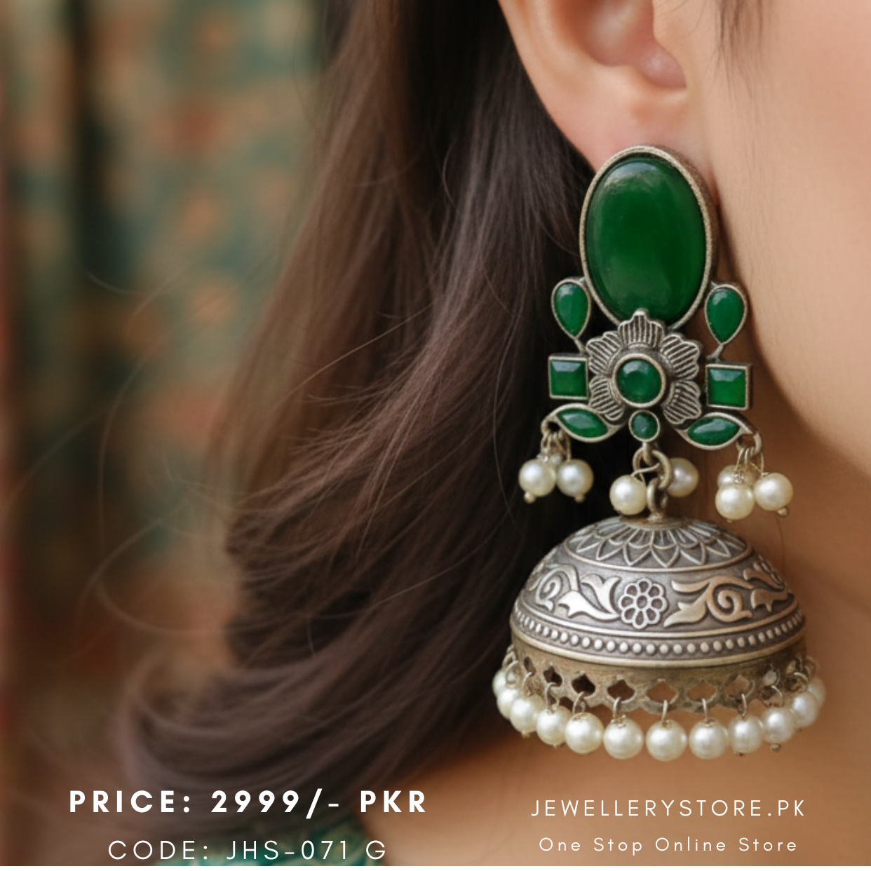 German silver earrings jhumka