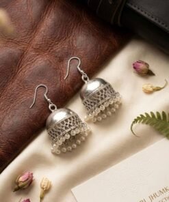 Small Silver Oxidized Jhumki Earrings