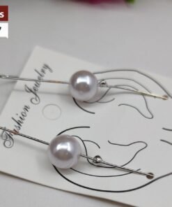 Branded White Pearl Hanging Earring In Silver