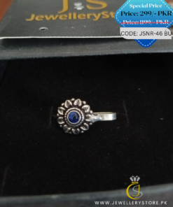 Indian Flower Silver Oxidized Nose Ring With Stones